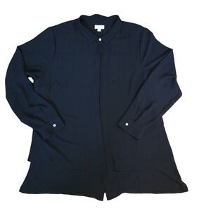 Size XL J Jill Button Up Tunic Lagenlook Sheer Boho Chic Classic Office Blouse‎